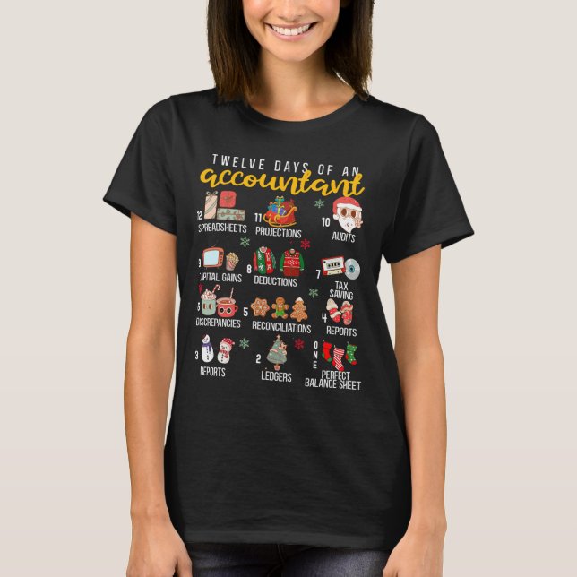 12 Days Of An Accountant, Xmas Party, Funny Accoun T Shirt (Framsida)