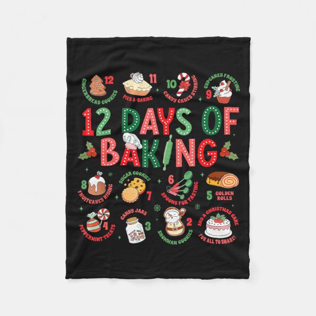 12 Days Of Baking Baker Christmas Cook Chef Baking Fleecefilt (Framsidan)