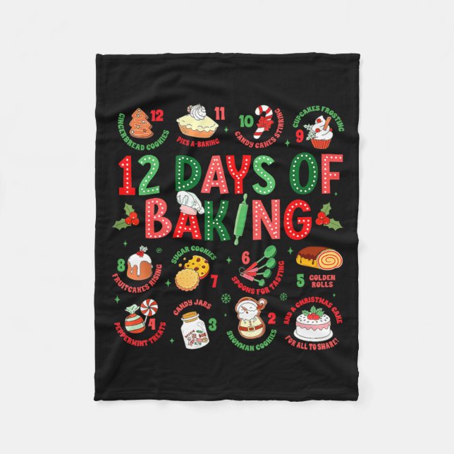 12 Days Of Baking Baker Christmas Cook Chef Baking Fleecefilt (Framsidan)