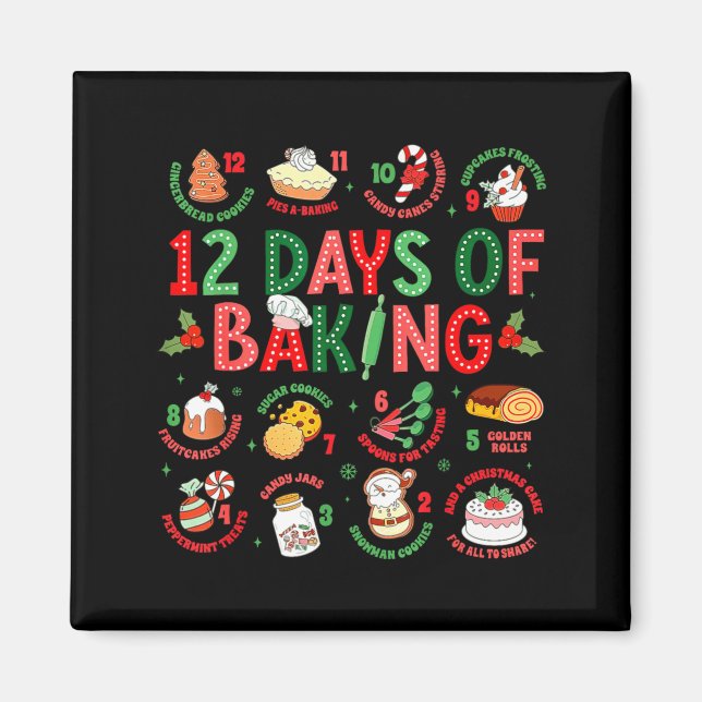 12 Days Of Baking Baker Christmas Cook Chef Baking Magnet (Framsidan)