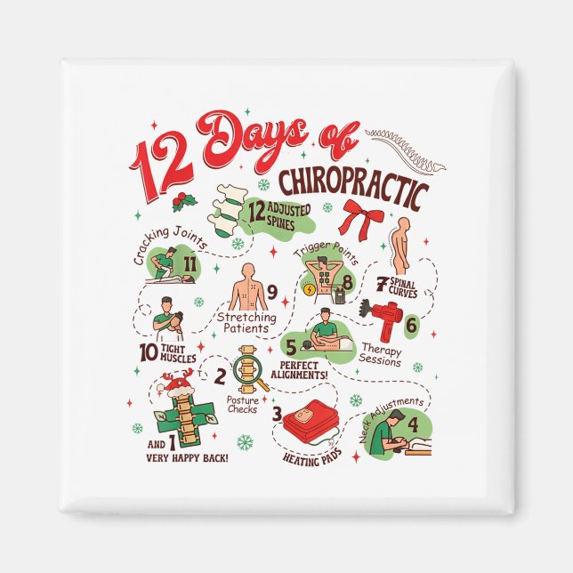 12 Days Of Chiropractic Christmas Chiropractor  Magnet (Framsidan)