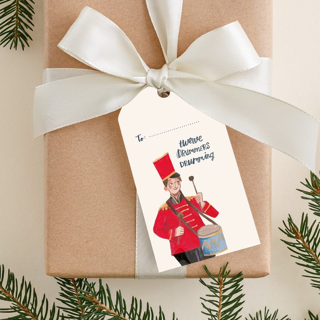 12 Days of Christmas 12 trummare trummar Presentetikett (12 Drummers Drumming Classic Traditional Christmas Gift tag)
