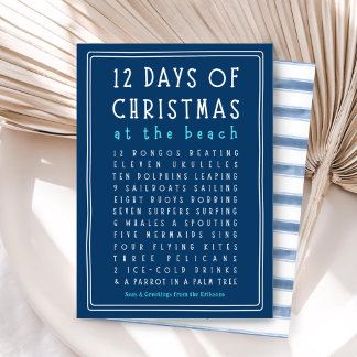 12 Days of Christmas Beach Style Julkort