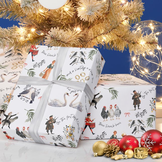 12 Days of Christmas Holiday Presentpapper (12 Days of Christmas Vintage Gift Wrapping Paper
)