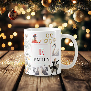 12 Days of Christmas Initial Vintage Kaffemugg