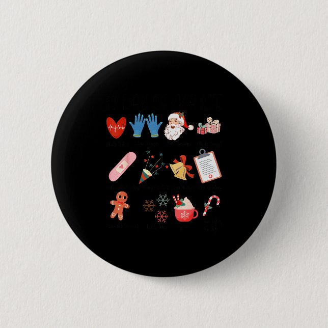 12 Days Of Cna Life Nurse Merry Christmas Pajamas  Knapp (Framsida)