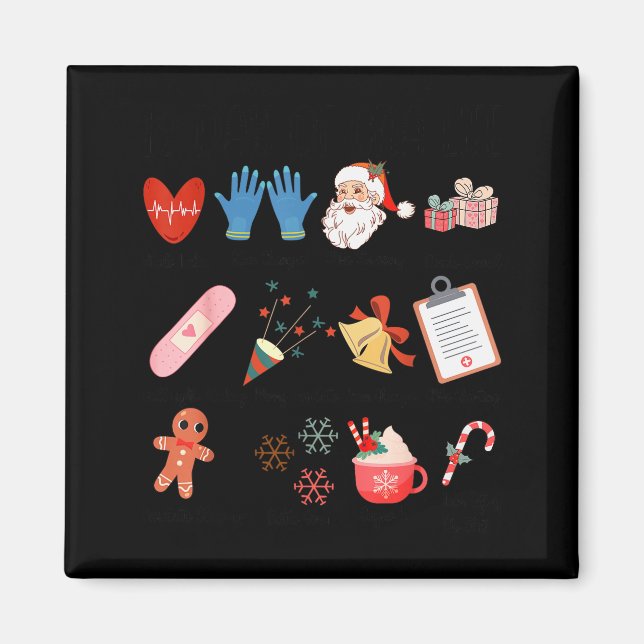 12 Days Of Cna Life Nurse Merry Christmas Pajamas  Magnet (Framsidan)