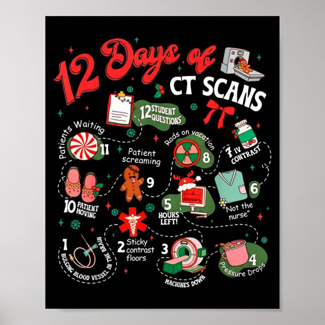 12 Days Of Ct Scans Christmas Ct Tech Cat Scan  Poster (Framsidan)