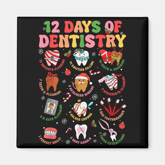 12 Days Of Dentistry Dentist Xmas Tooth Christmas  Magnet (Framsidan)