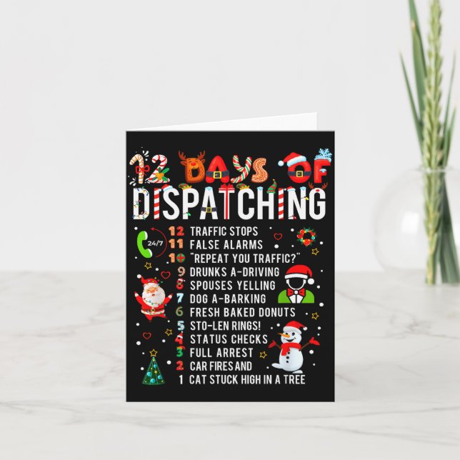 12 Days Of Dispatching Funny Christmas Dispatcher  Kort (Framsida)