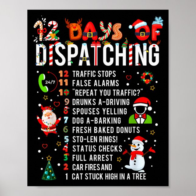 12 Days Of Dispatching Funny Christmas Dispatcher  Poster (Framsidan)