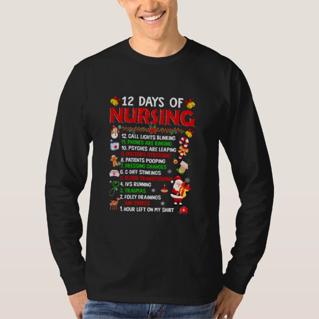 12 Days Of Nursing Merry Christmas For Women Xmas T Shirt (Framsida)