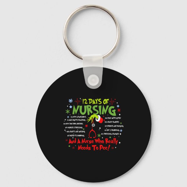 12 Days Of Nursing Stethoscope Nurse Christmas Xma Nyckelring (Framsida)