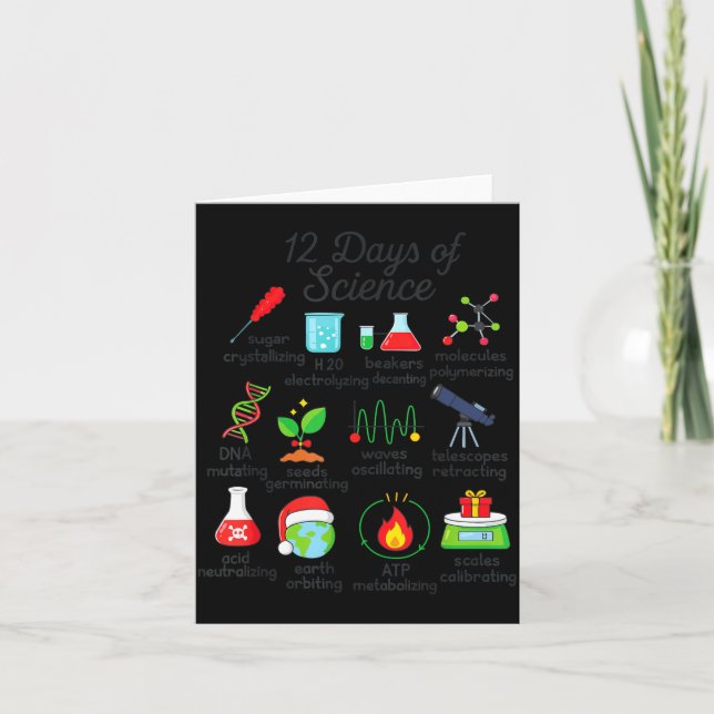 12 Days Of Science Funny Science Teacher Christmas Kort (Framsida)