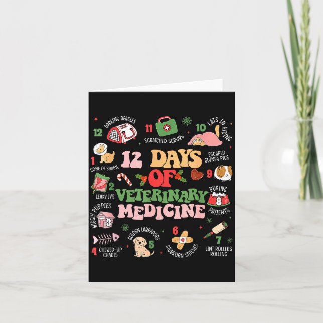 12 Days Of Veterinary Medicine Funny Christmas Vet Kort (Framsida)