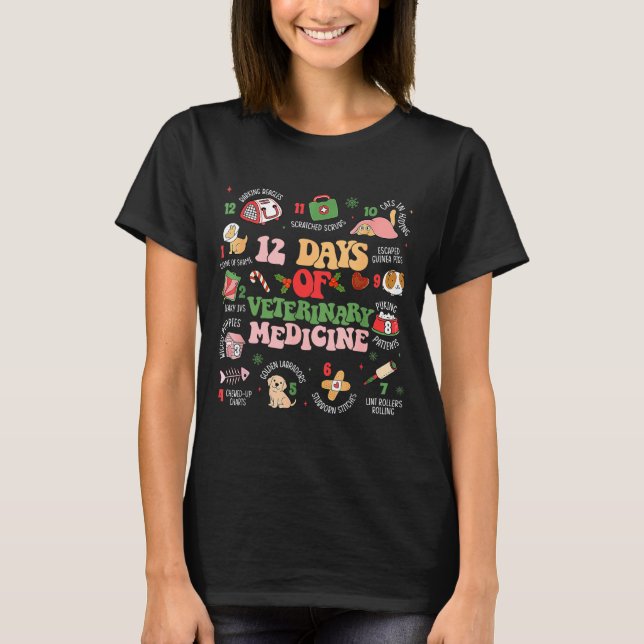 12 Days Of Veterinary Medicine Funny Christmas Vet T Shirt (Framsida)