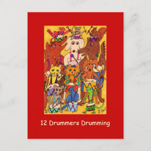 12 Drummers Drumming Helg Vykort