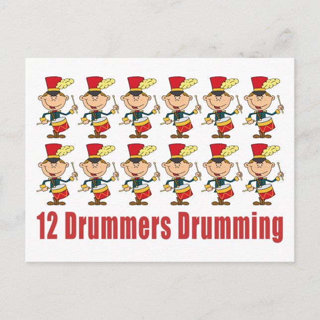 12 Drummers Drumming Postcard Vykort (Framsida)