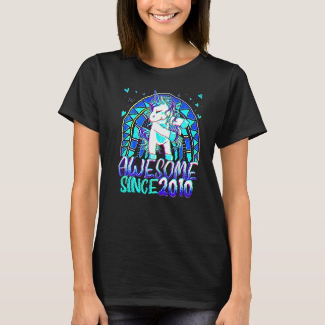 12:e: 12 år gammal blommande enhörning t shirt (Framsida)