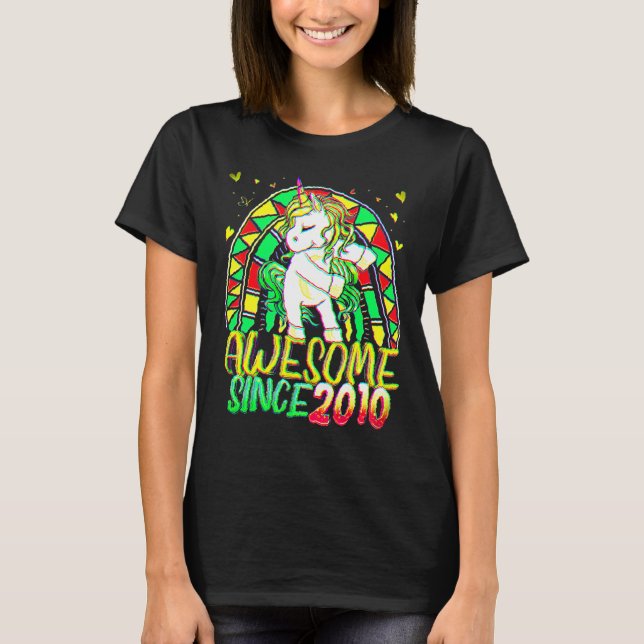 12:e: 12 år gammal blommande enhörning t shirt (Framsida)