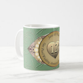 12:e/30:e årsdagen av Pearl & Grönt Bröllop Kaffemugg