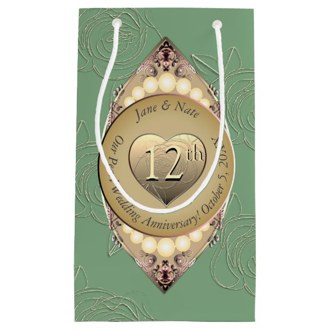 12:e/30:e Pearl Bröllop-årsdagen Gift Bag (Framsidan)