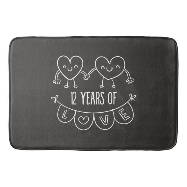 12:e-årsdagen Gift Chalk Hearts Badrumsmatta (Framsidan)