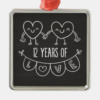 12:e-årsdagen Gift Chalk Hearts Julgransprydnad Metall