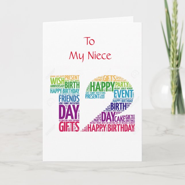 **12:e BIRTHDAG FÖR MIN LOVELY NIECE** Kort (Framsida)