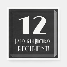 12:e Birthday ~ Art Deco Inspired Titta "12", Namn Pappersservett