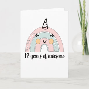 12:e Birthday Boho Rainbow 12 år gammal Unicorn Kort