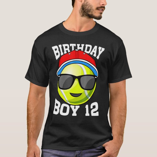 12:e Birthday Boy 12 Years Gamla tennis Player Kid T Shirt (Framsida)