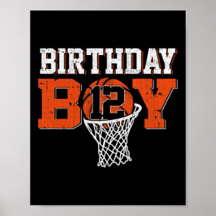 12:e Birthday Boy Basketball Älskare 12 år gammal  Poster
