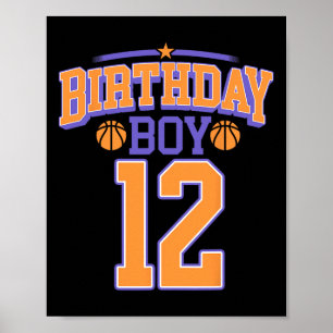 12:e Birthday Boy Basketball Älskare 12 år gammal  Poster