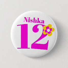12:e Birthday-flickors rosa-knapp/bricka Knapp