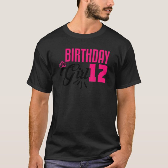 12:e Birthday Girl 12 Years Bday T Shirt (Framsida)