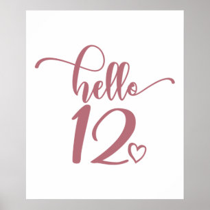 12:e Birthday Girls Hej 12 Cute 12 Years 112 Years Poster