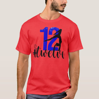 12:e Birthday Gymnastics Party Royal Blue 12 Twelv T Shirt