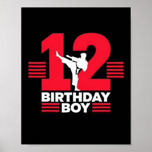 12:e Birthday Karate Boy 12 Years Old Taekwondo Lo Poster