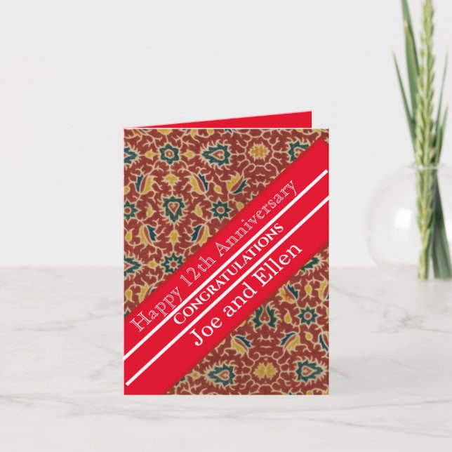 12:e Bröllop-årsdagen, Silke-årsdagen Kort (Framsida)