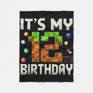 12:e födelsedag 12 år gammal födelsedagsgamer Pixe Fleecefilt