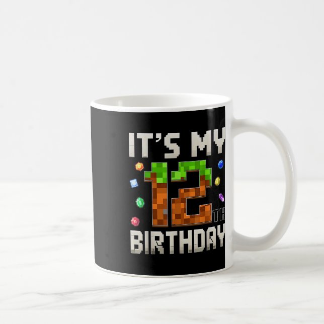12:e födelsedag 12 år gammal födelsedagsgamer Pixe Kaffemugg (Höger)