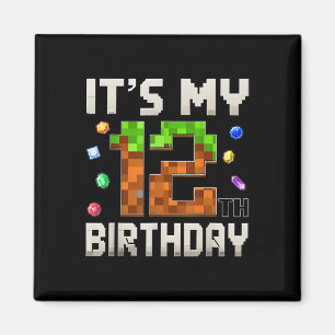 12:e födelsedag 12 år gammal födelsedagsgamer Pixe Magnet