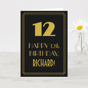 12:e födelsedag ~ Art Deco Inspired Titta "12" & N Kort
