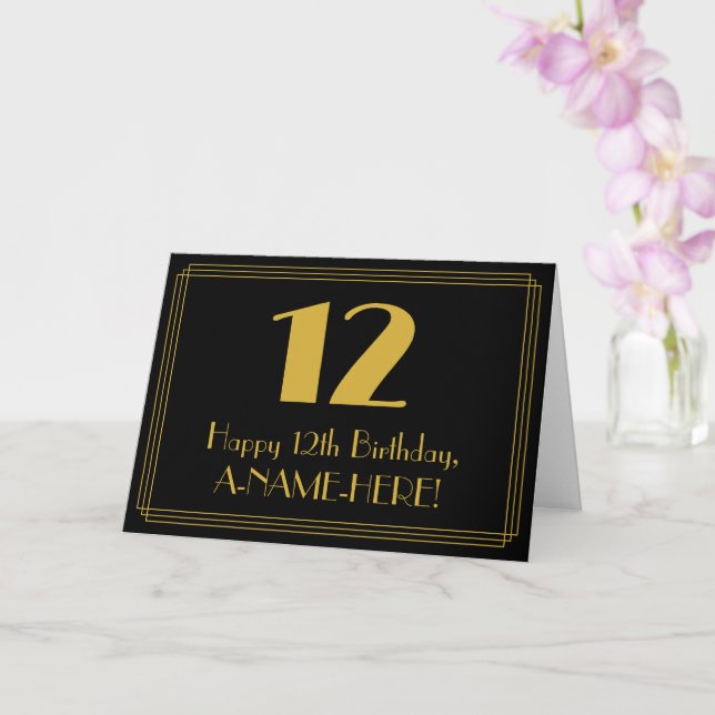 12:e födelsedag: Art Deco Inspired Titta "12" + Na Kort (Orkide)