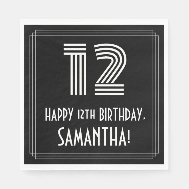 12:e födelsedag: Art Deco Inspired Titta "12" + Na Pappersservett (Framsidan)