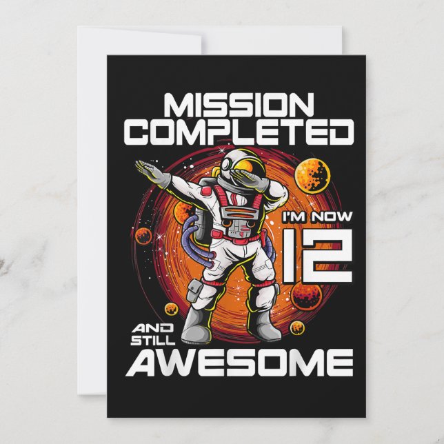 12:e födelsedag Astronaut 12 år gammal Rymden B Inbjudningar (Framsida)