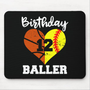 12:e födelsedag Baller Roligt 12 år gammal softbol Musmatta