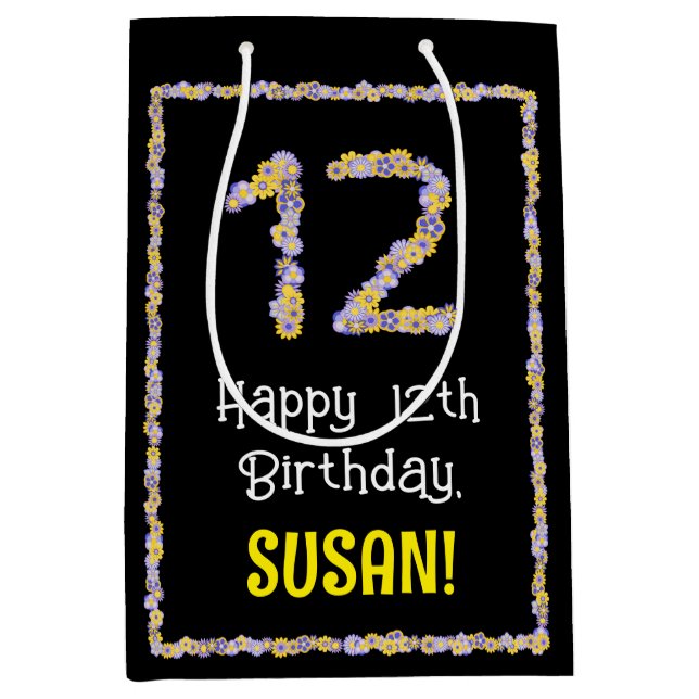 12:e födelsedag: Blommigt Blommor nummer, eget nam (Framsidan)