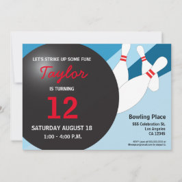 12:e födelsedag bowla party blå vit inbjudningar